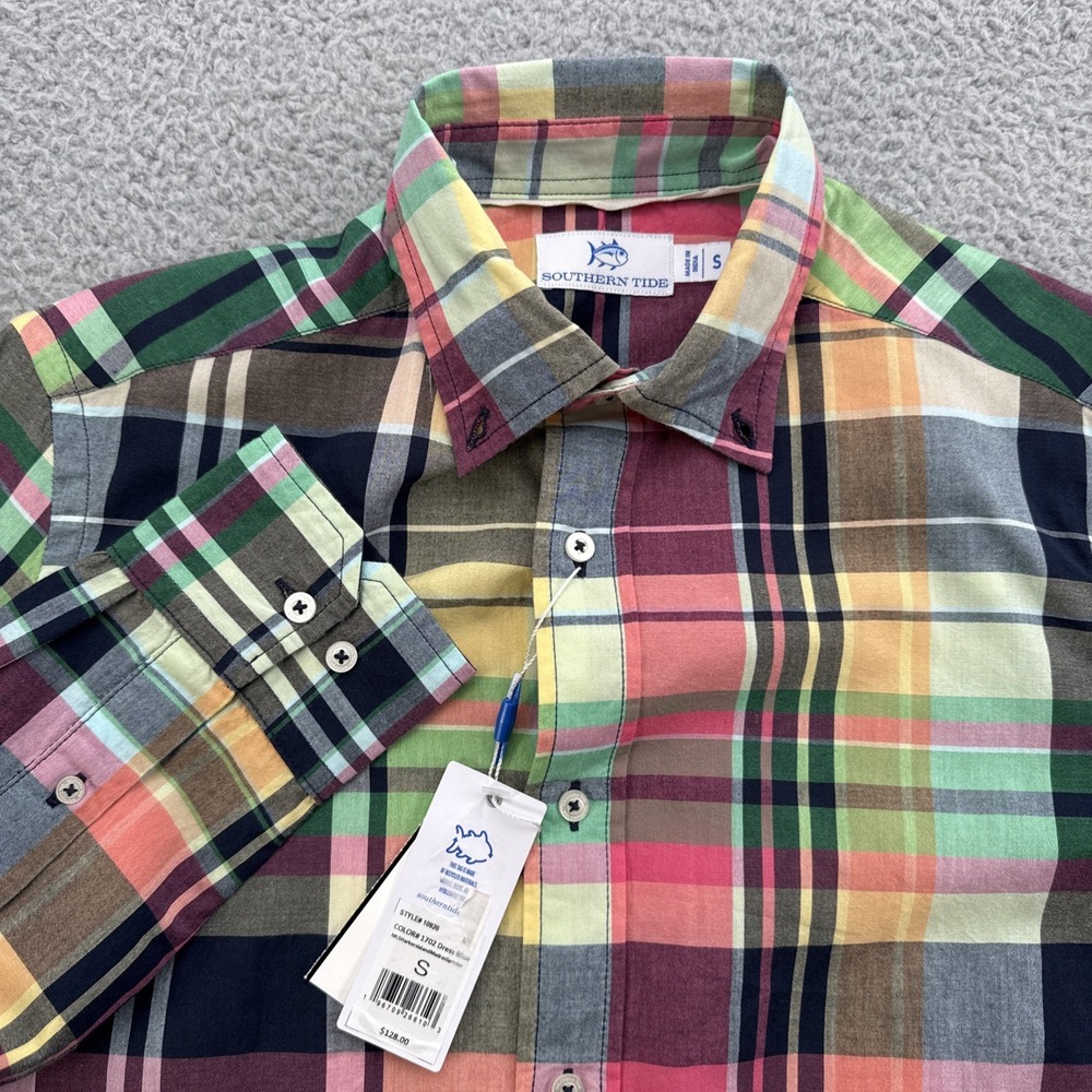 Southern Tide Harker Island Sport Shirt Mens Small Long Sleeve Madras Plaid